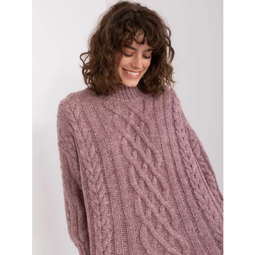 Fashion Hunters Purple women's sweater with cables