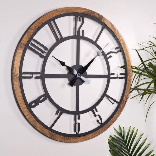 Wallity zidni sat Bunella, 80x80 cm, Crno-braon Cene