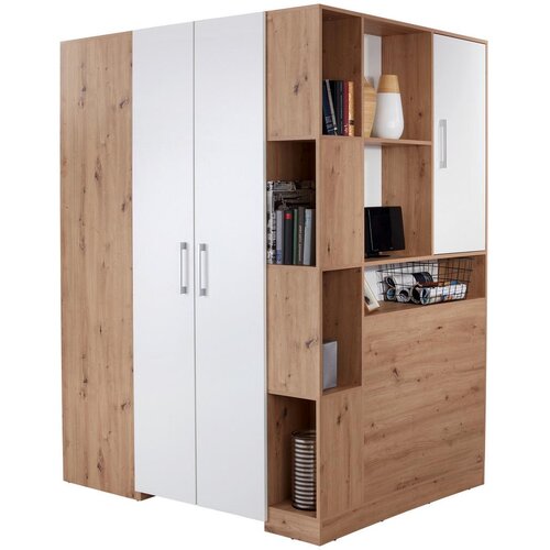 Modern Living Kotna Omara Box, Bela, Barva Hrasta Cene