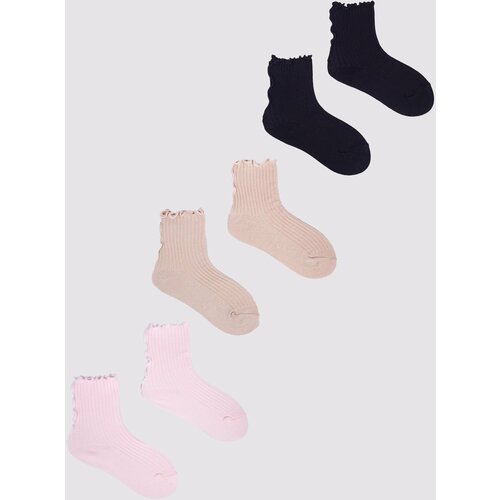 Yoclub Kids's Girls' Socks With Frill 3-Pack 1 Slike