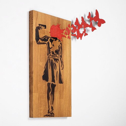 Wallity zidna dekoracija banksy - 16, 99 x 34 cm, smeđa Cene