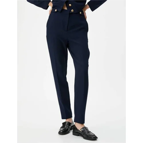 Koton Fabric Trousers High Waist Crop Leg Epaulettes