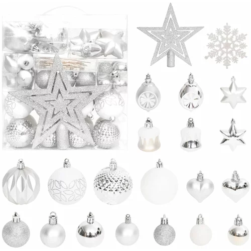  Set božićnih kuglica od 70 komada srebrne i bijele