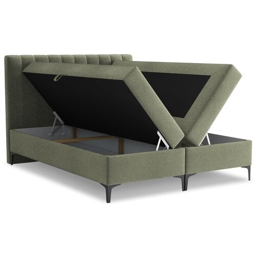 Makamii Zeleni boxspring krevet s prostorom za odlaganje 140x200 cm Puhala &amp;ndash; Slike