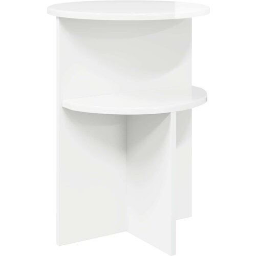 VidaXL Bocni stol s pohranom Bijela visokog sjaja &amp;Oslash; 39 5 x 55 cm - Bijela visokog sjaja Slike