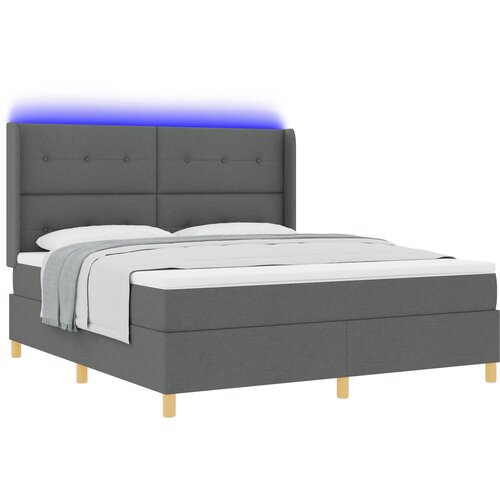 vidaXL Box Spring postelja z vzmetnico in LED temno siva 180x200 cm tkanina, (22049687) Cene