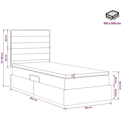  Krevet s madracem i skladi&amp;scaron;tem Krem 100 x 200 cm tkanina - Krem 100 x 200 cm Dizajn linija Slike