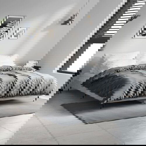 The Living Store Posteljni okvir betonsko siv 140x190 cm inženirski les - Posteljni Okvir, (21531259) Cene
