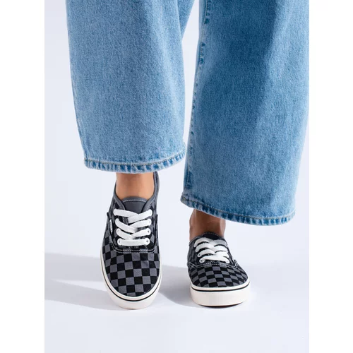 SHELOVET Black and gray checkered sneakers