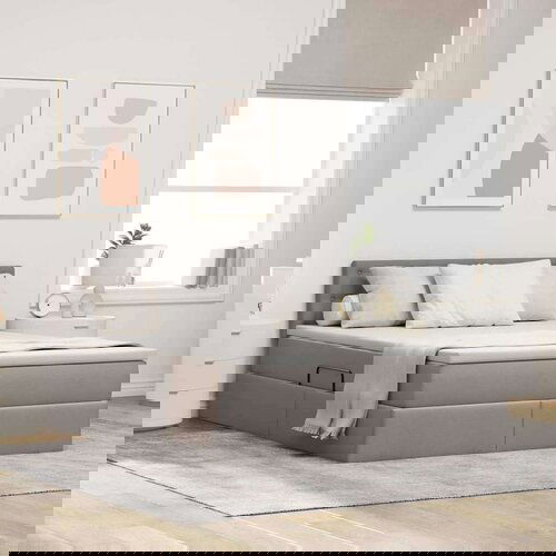  Krevet S LED lampica s pohranom Sivo-smeđa 140 x 190 cm tkanina Cijene