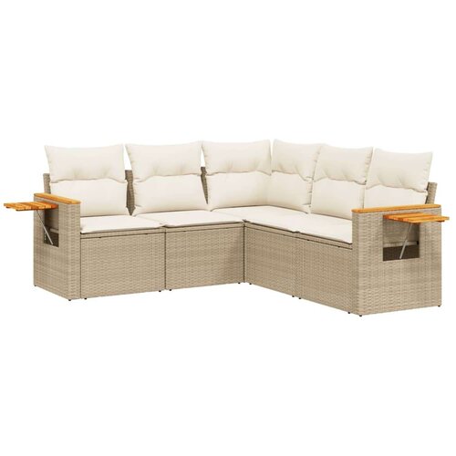 VidaXL 5-dijelni vrtni set sofa s jastucima bež od poliratana Slike