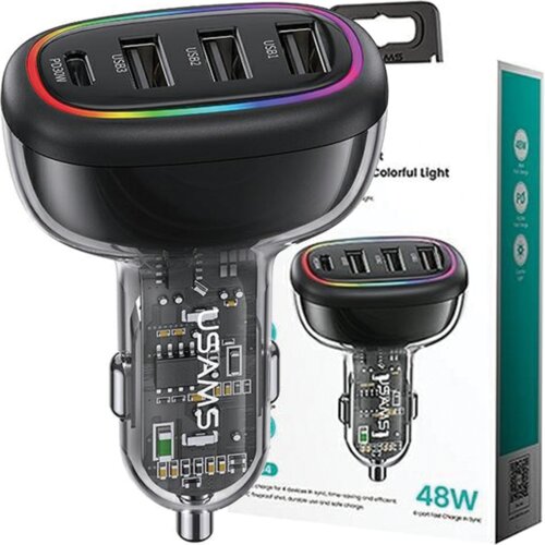 Usams OMREŽNI POLNILEC 1XUSB-C 3XUSB-A ZA PAMETNE TELEFONE 48W ČRN, (22007296) Cene