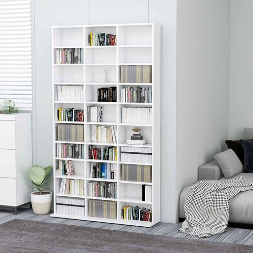 Ormarić za CD-ove bijeli 102x23x177,5 cm od konstruiranog drva Slike