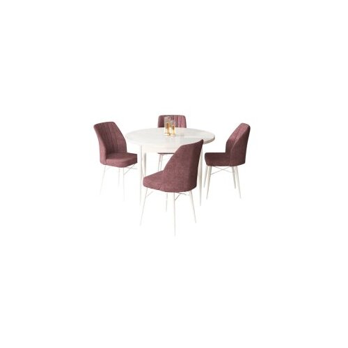 Hanah home rox - white, dusty rose whitedusty rose dining table &amp;amp; chairs set (5 pieces) Slike