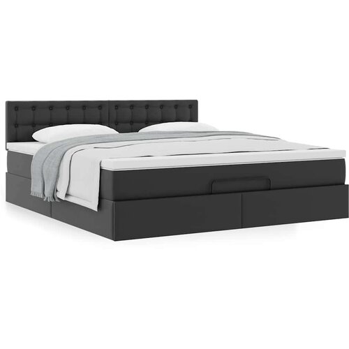 VidaXL otomanski okvir kreveta s madracem crni 180x200cm umjetna koža Slike