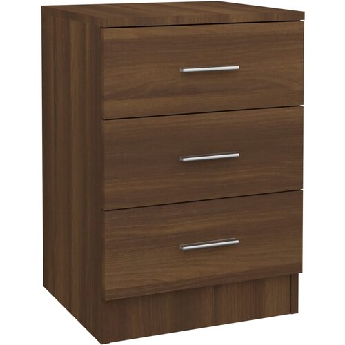 Maison Chic Nočna omarica - Nočna miza rjavi hrast 38x35x56 cm konstruiran les, (21688718) Slike