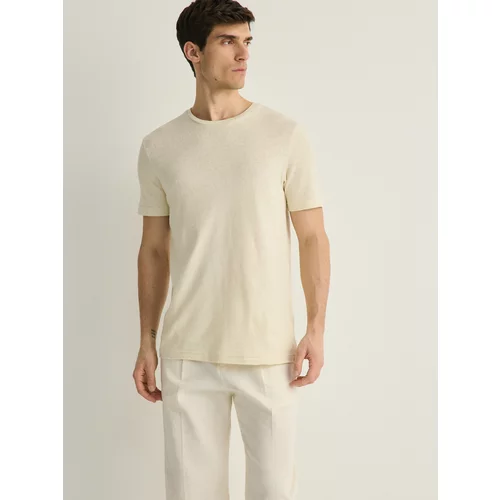 Reserved - Regular fit majica kratkih rukava s mješavinom lana - bež