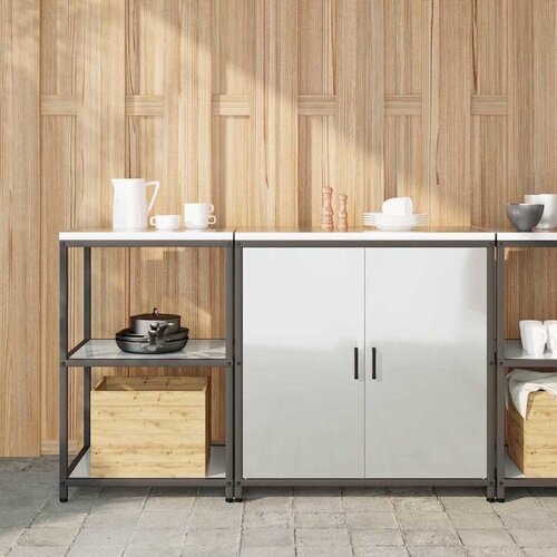 VidaXL Kuhinjski set za pohranu 2 pcs Srebrna 150 x 50 x 92 cm Slike
