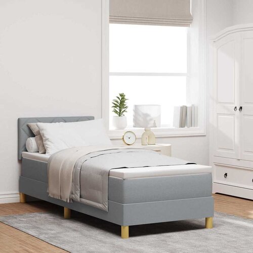 LED Box Spring Krevet Svijetlo siva 80 x 200 cm tkanina Cijene