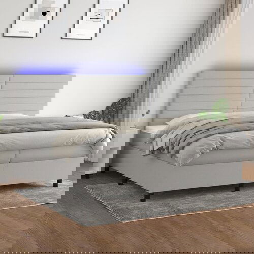 The Living Store Box spring postelja z vzmetnico LED sv. siva 200x200 cm blago - Box Spring Postelja, (21515223) Slike