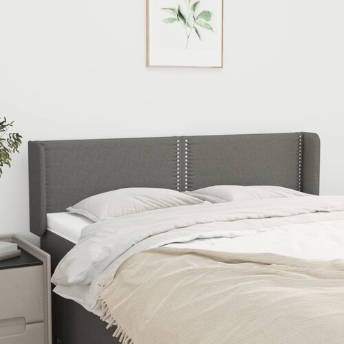 VidaXL Uzglavlje s u&amp;scaron;ima tamnosivi 147x16x78/88 cm od tkanine Slike