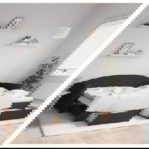 vidaXL Dnevni krevet na razvlačenje s ladicama crni 100x200 cm tkanina Cene