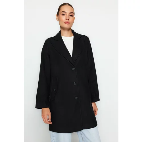 Trendyol Black Premium Oversize Wide Cut Stamped Coat