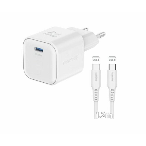 Swissten Polnilec GAN, 1XUSB-C PD 20W+C/C kabel, bel Slike