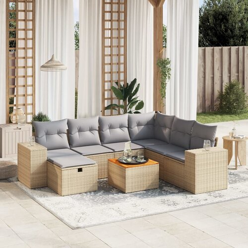 vidaXL 8-dijelni set vrtnih sofa s jastucima bež od poliratana Cijene