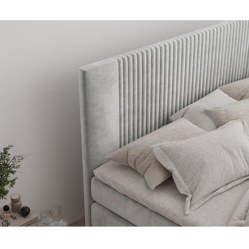 Maison de R&amp;ecirc;ve Svetlo siva boxspring postelja s prostorom za shranjevanje 200x200 cm Bergamo &amp;ndash; Slike