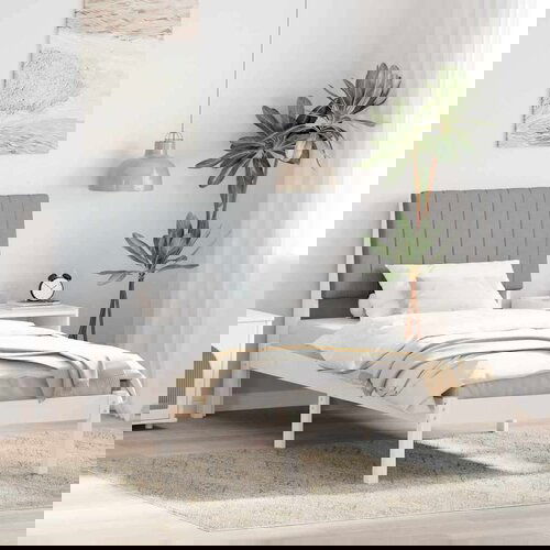  Okvir za krevet s uzglavljem Bijelo 90 x 190 cm tkanina Slike