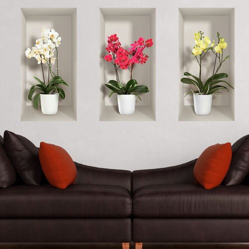 Ambiance Komplet 3 3D stenskih nalepk Orchids Cene