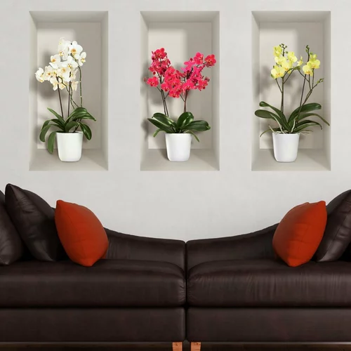 Ambiance Komplet 3 3D stenskih nalepk Orchids