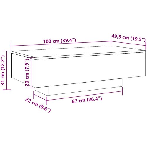  Stolić za kavu crni 100 x 49,5 x 31 cm od konstruiranog drva Slike