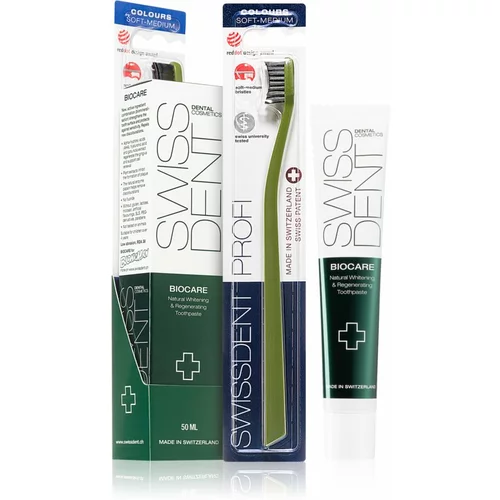 Swissdent biocare teeth & gums darilni set zobna pasta biocare 50 ml + zobna ščetka profi extra soft 1 ks