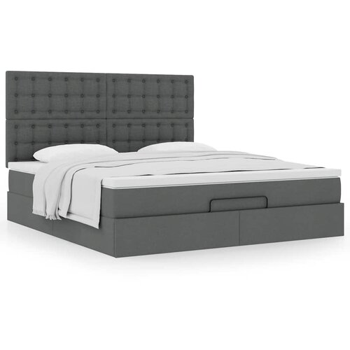 VidaXL Otomanski posteljni okvir z vzmetnico siv 180x200 cm blago Slike
