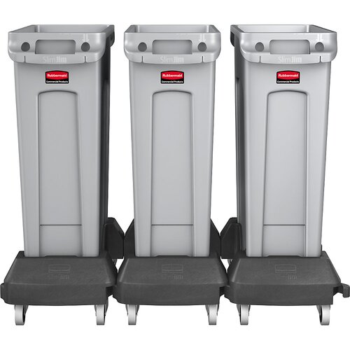 Rubbermaid Postaja za razvrščanje surovin SLIM JIM®, z vozičkom iz umetne mase, prostornina 3 x 60 l Cene