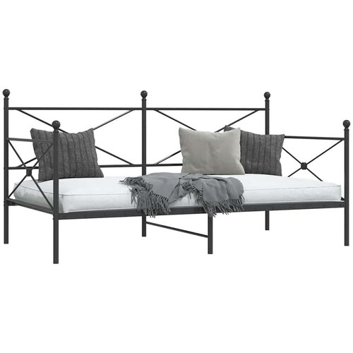 VidaXL Dnevni krevet bez madraca crni 100x200 cm čelik Slike