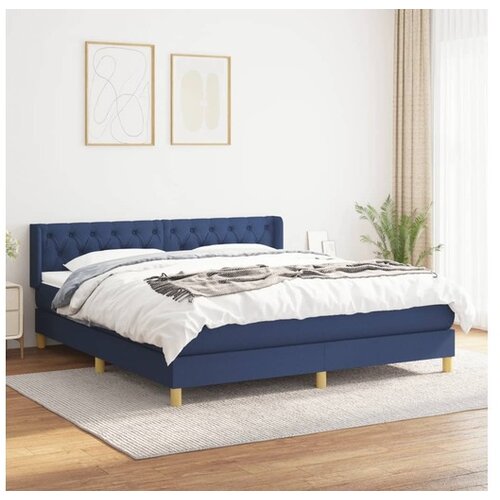  Box spring postelja z vzmetnico modra 160x200 cm blago Cene