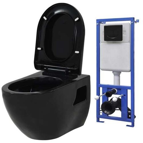  Viseča WC školjka z vgradnim kotličkom keramika črna Cene