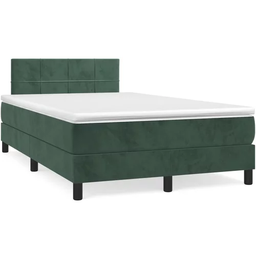 vidaXL Box spring postelja z vzmetnico temno zelen 120x190 cm žamet