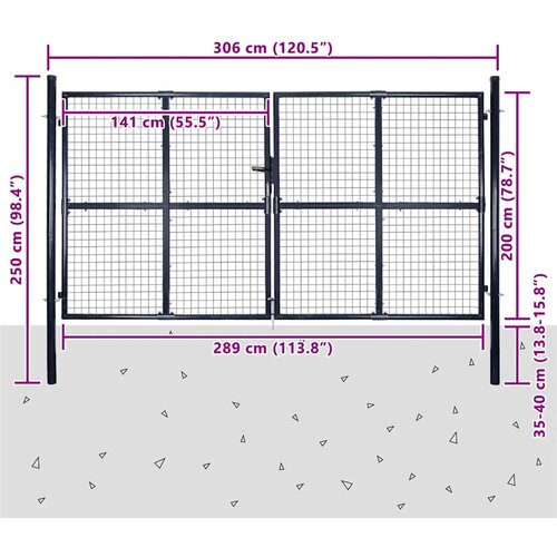  Vrtna vrata od mrežastog čelika 300x200 cm, siva Slike