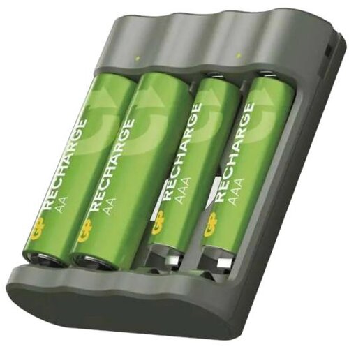 GP Discovery Polnilnik baterij GP B441 NiMH + 2 bateriji AA 1300 mAh AAA 650, siva, (5000266711) Cene