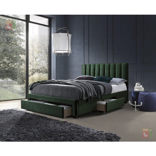 Halmar Krevet Grace - 160 cm - tamnozelena Slike