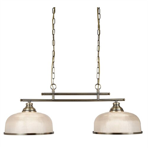 Searchlight Bistro Stropna svetilka z 2 svetilkama, bela, antična medenina s steklenimi senčniki, E27, (22100871) Cene