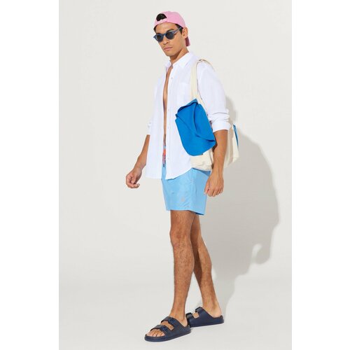 AC&Co / Altınyıldız Classics Men's Blue Standard Fit Regular Cut Quick Dry Side Pockets Patterned Swimwear. Slike
