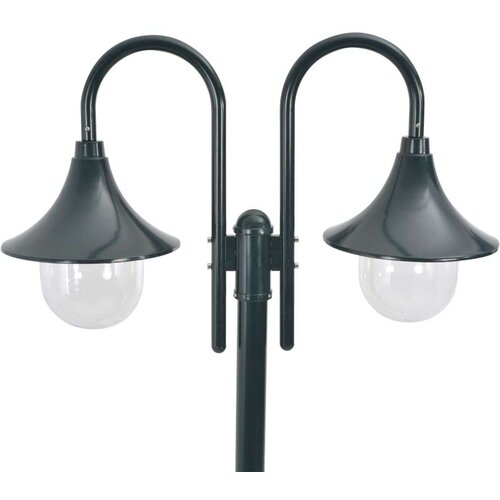 VidaXL vrtna ulična svetilka 220 cm E27 aluminij 2 svetilki zelena Slike