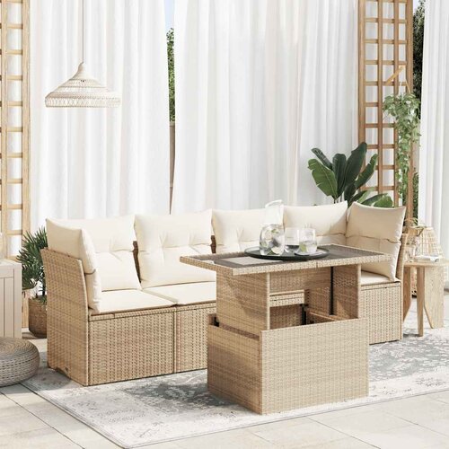  5-dijelna vrtna garnitura s jastucima svijetlosiva poliratan Slike