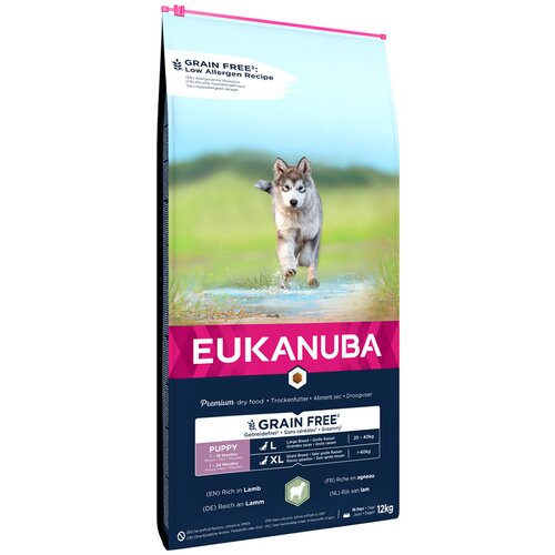 Eukanuba Grain Free Puppy Large Breed jagnjetina - Varčno pakiranje: 2 x 12 kg Slike