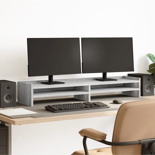 VidaXL Stalak za monitor siva boja hrasta 100x24x16 cm drveni Slike